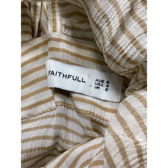 New. Faithfull the Brand Beige Striped Midi Dress. Size 4. Retails $180 - Picture 13 of 16